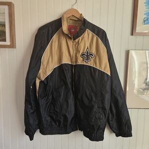 NFL Saints Nostalgic 90's Logo Windbreaker Zip Up Jacket, Pockets